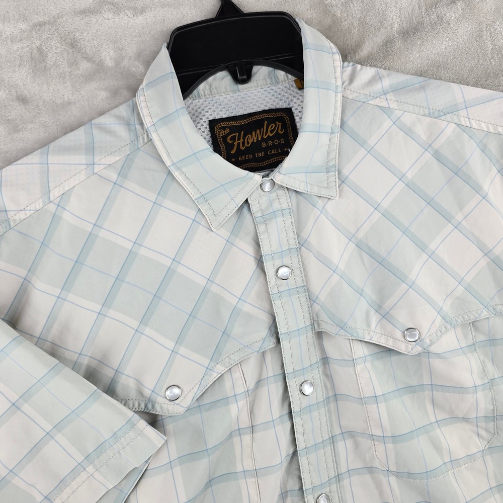Howler Brothers Light Blue Plaid Casual Button Down Shirt